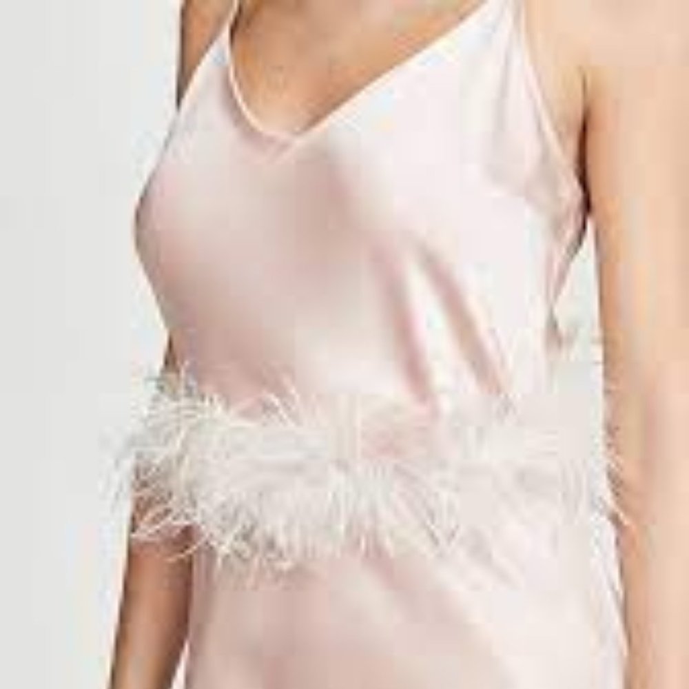 Loeffler Randall feather velvet belt, oyster NWT